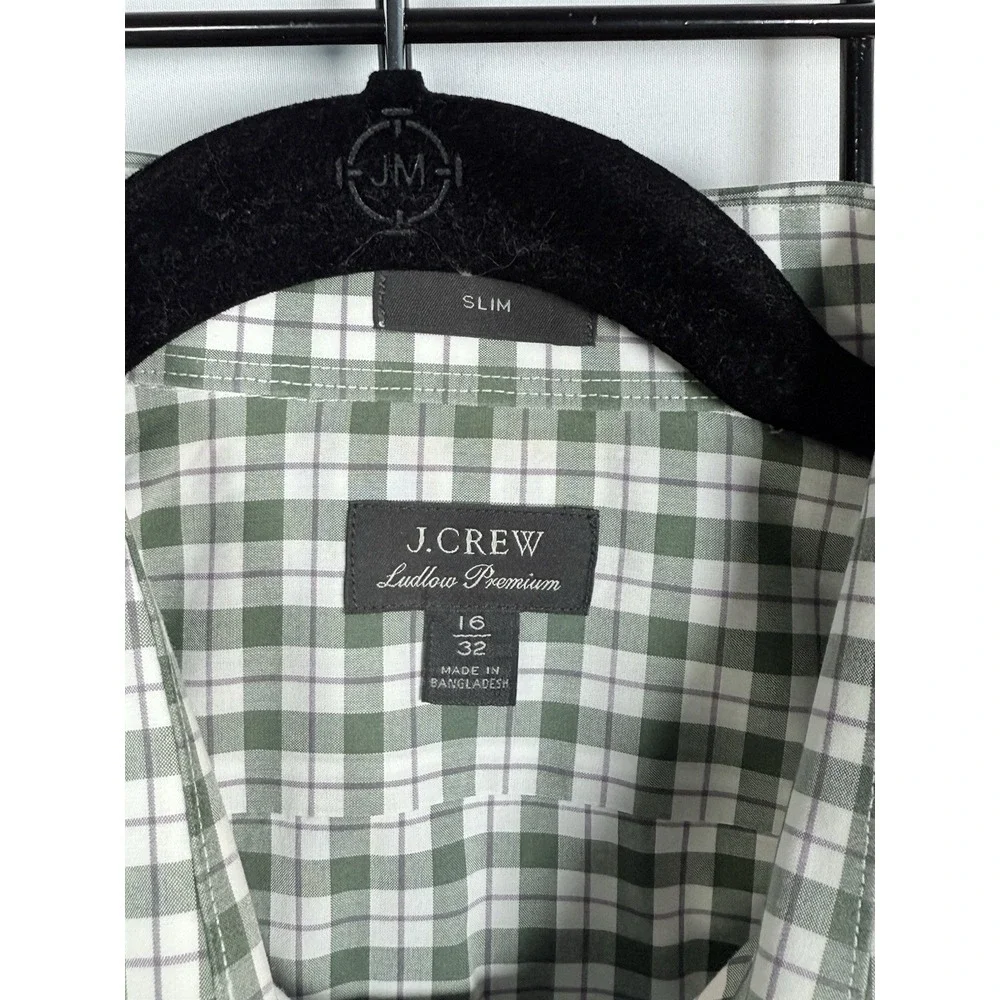 J. Crew‎ Ludlow Premium Slim Dress Shirt Men's 16 x 32 Green Purple Check Casual